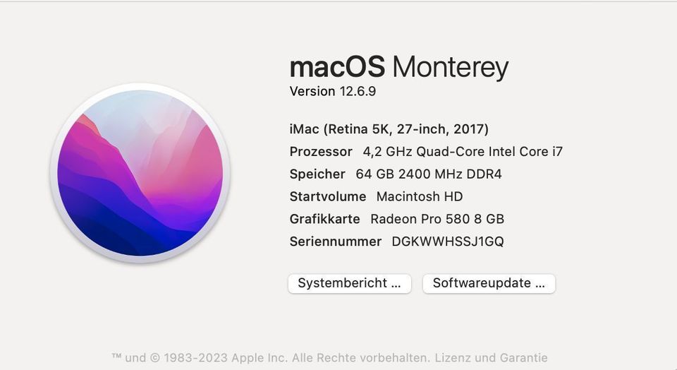 iMac 27'' (5k i7 4,2GHz, 64GB RAM, 1 TB SSD, 8GB Grafikkarte) in Markranstädt