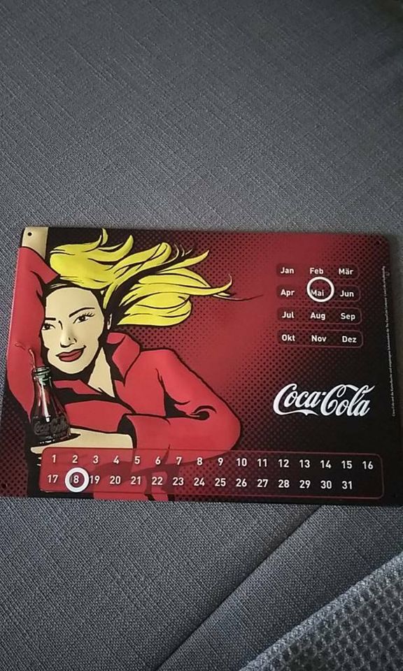 Blechschild von Coca Cola, Dauerkalender in Schwarzenbach a d Saale