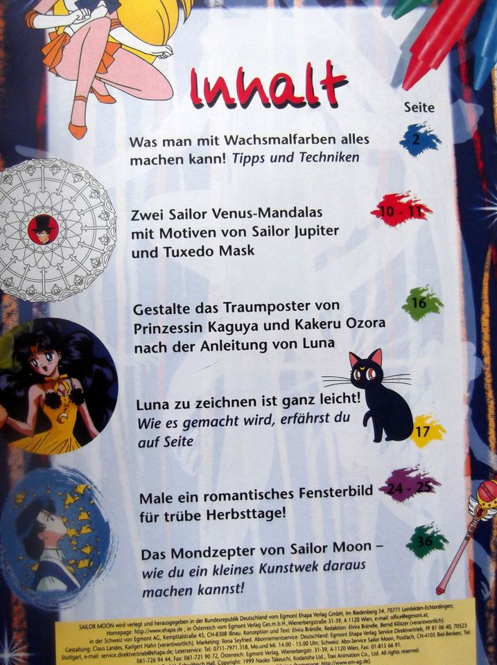 Sailor Moon  Kreativheft Sonderheft Nr.10- Ehapa Verlag von 1999 in Augsburg