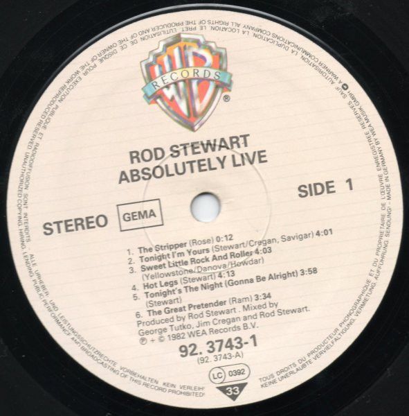 ROD STEWART Absolutely Live 2- Vinyl LP Original Live Album 1982 in Sulzbach (Saar)