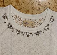 Hollister Langarm-Shirt transparent weiß mit Glitzer-Steinchen Brandenburg - Potsdam Vorschau