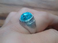 Silberner mittelgroßer Boho Ring, Stein in türkis, Indien Hippie Niedersachsen - Isenbüttel Vorschau