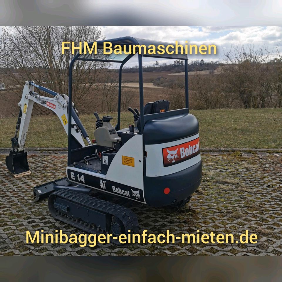 Minibagger zu Vermieten Bobcat E14 Bagger mieten /Leihen Dumper in Wichtshausen