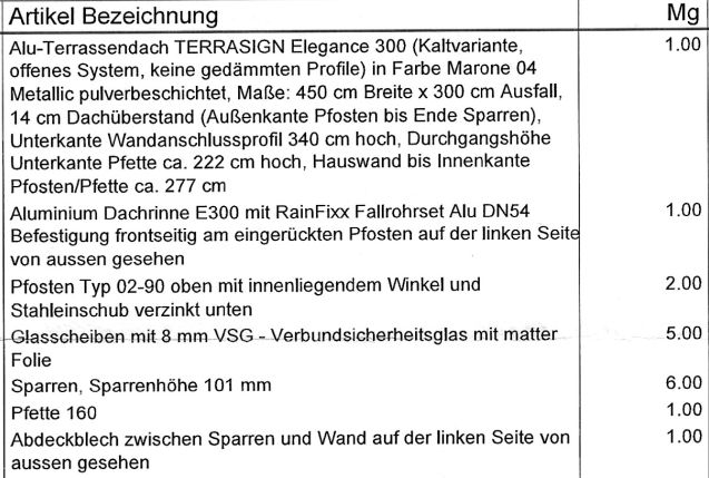 Alu-Terrassendach 4,50x3,00m (FAST WIE NEU, inkl. Rechnung) in Chemnitz