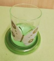 Trinkglas mit Glitzer-Schmetterling und Untersetzer, Marke: Joy Rheinland-Pfalz - Wallmenroth Vorschau