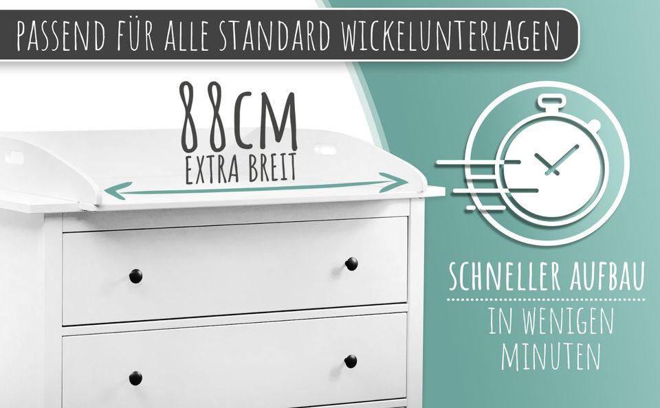 Rabatt80%-Wickelaufsatz-Wickelkommode-Wickeltisch-Hemnes-weiß-Neu in Mühlhausen