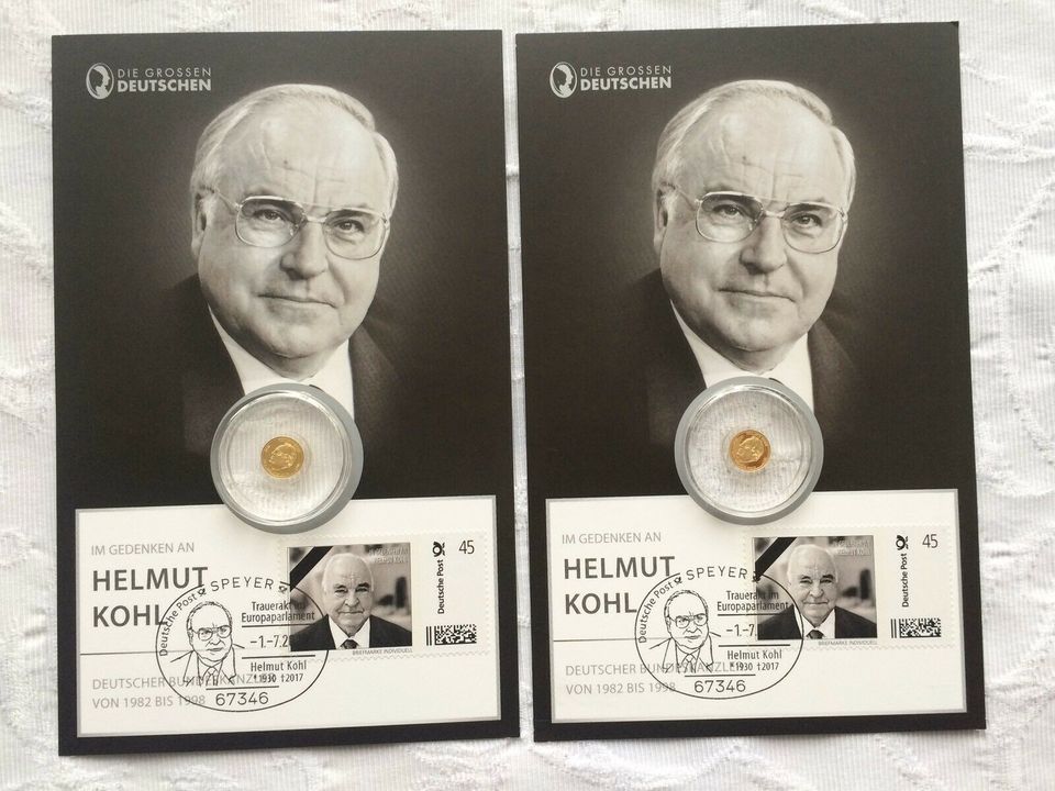 2x Goldmünzen und Briefmarke Helmut Kohl in Leingarten