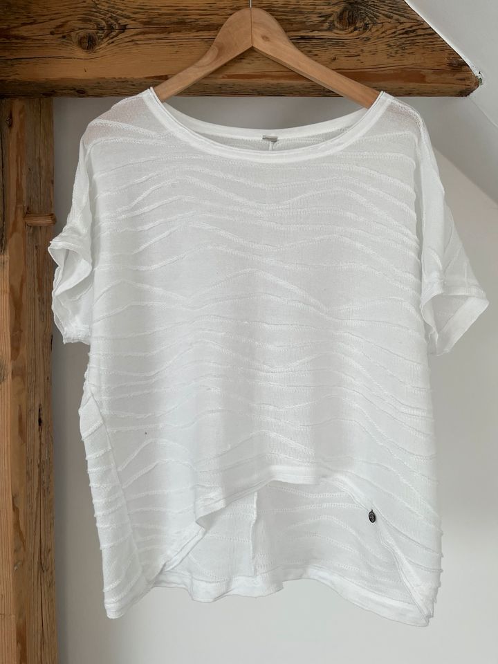Weißes Strick T-Shirt kurzarm Oversize tredy in Sehnde