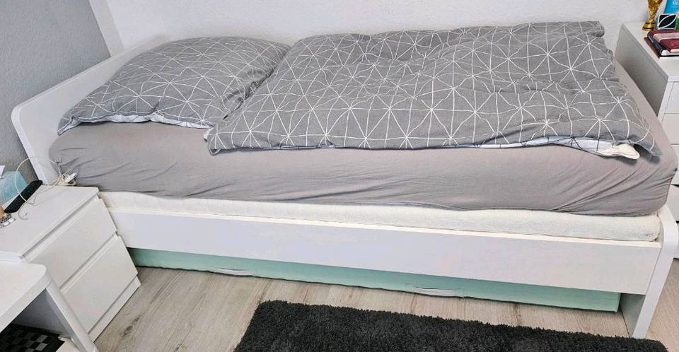 Schnell weg! Ikea Bett Askvoll/Jugendbett 90x200 inkl Lattenrost in Weil der Stadt