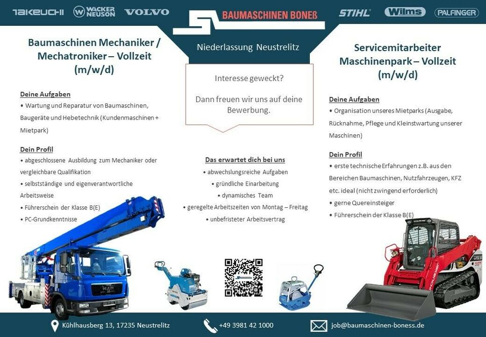 Mechaniker Mechatroniker Monteur  für Baumaschinen (m/w/d) in Neustrelitz