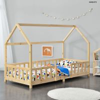 Kinderbett mit Rausfallschutz 90x200cm Haus Holz Natur Hausbett Nordrhein-Westfalen - Ladbergen Vorschau