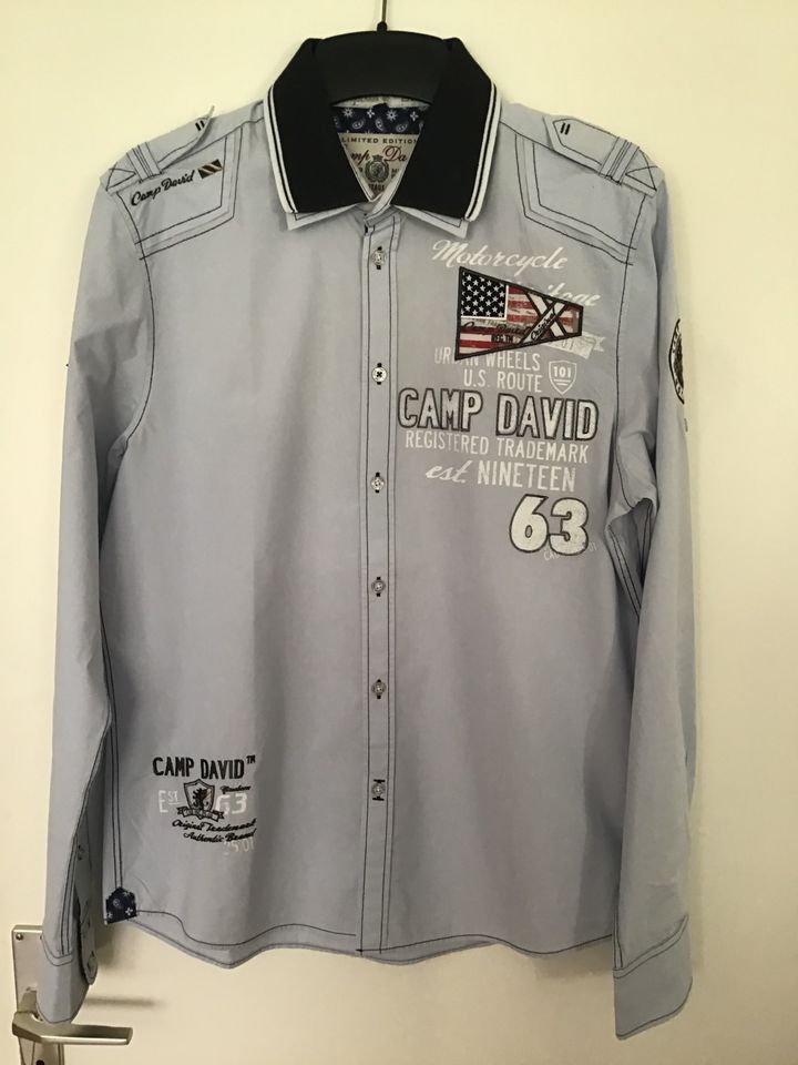 Camp David Herrenhemd Herren M USA Flagge Limited Edition Blau in Karlsruhe