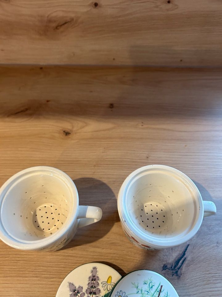 zwei Teetassen mit Einsatz und Deckel in Ebern