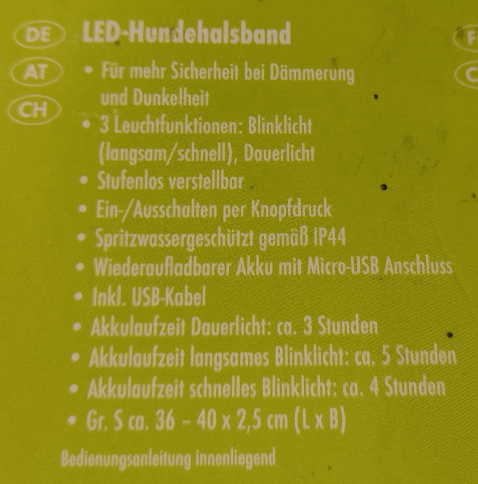 Zoofari LED Hundehalsband Gelb/grau #Neu# Größe S in Taura