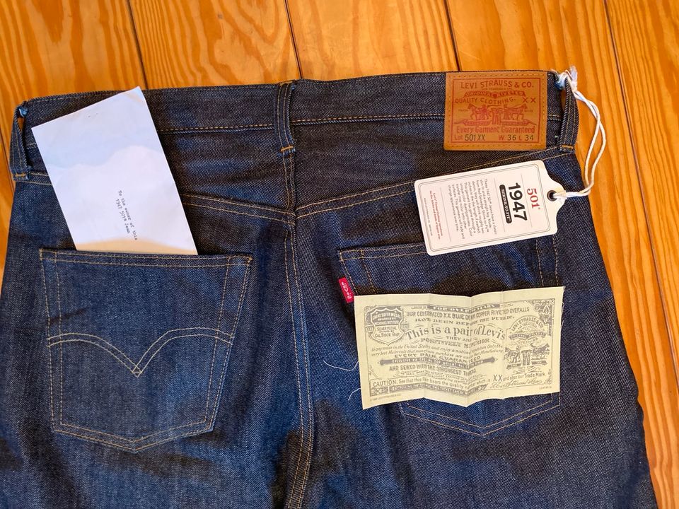 Levis Vintage Clothing LVC 1947 501XX Red Selvedge Denim in Solingen