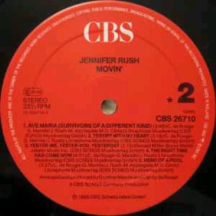 Jennifer Rush ‎– Movin' Vinyl Schallplatten LPs in Sayda