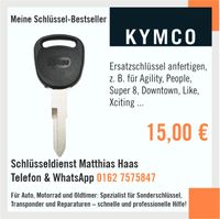Schlüsselservice für Kymco Roller in Bayreuth Schlüssel kopieren Bayern - Bayreuth Vorschau