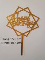 NEU Kuchenschild Tortenstecker "Happy Birthday" Kunststoff Gold Nordrhein-Westfalen - Weilerswist Vorschau