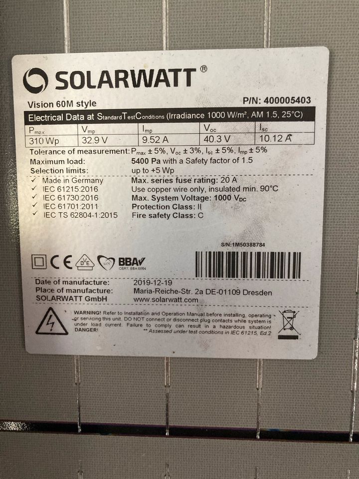 Balkonkraftwerk Solarwatt Glas / Glas in Oer-Erkenschwick