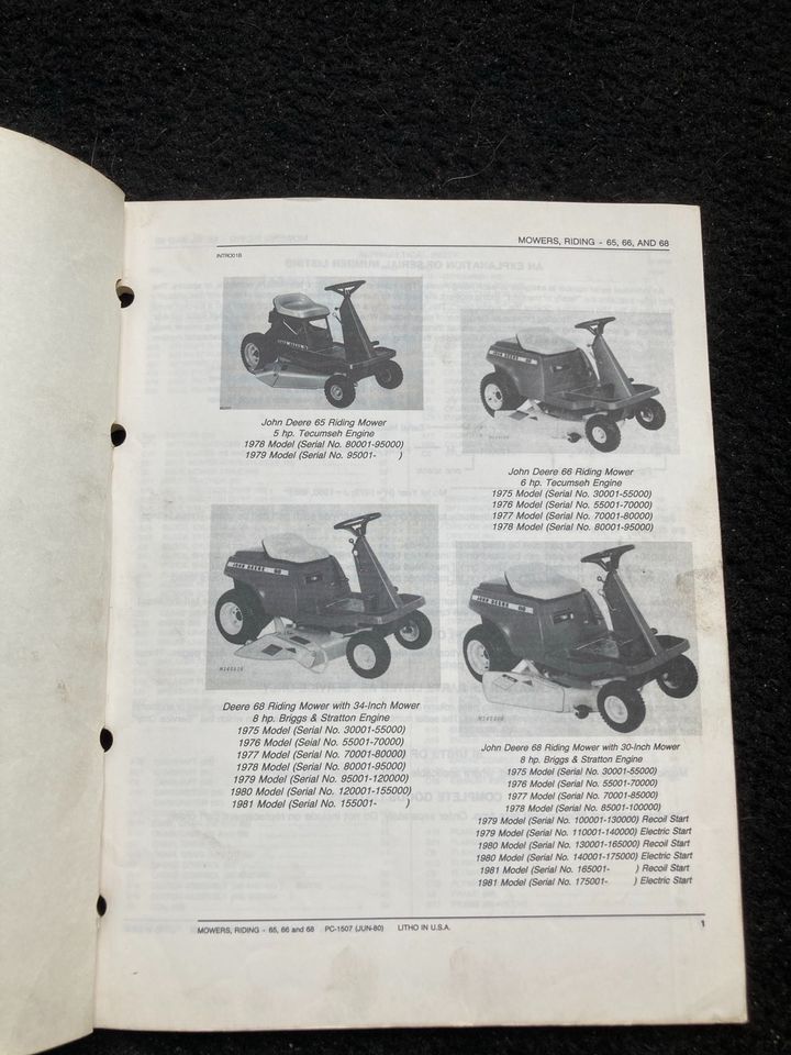 John Deere 66 | Original Katalog | Teileliste in Hamburg