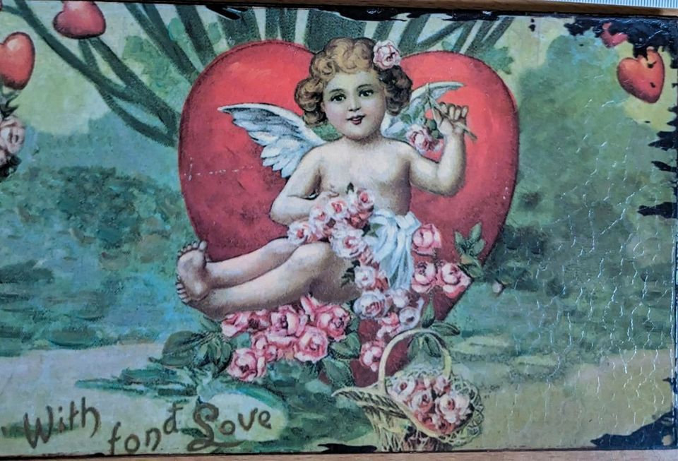 Valentinstag Romantisches Vintage Blechschild Engel "with love" in Dresden