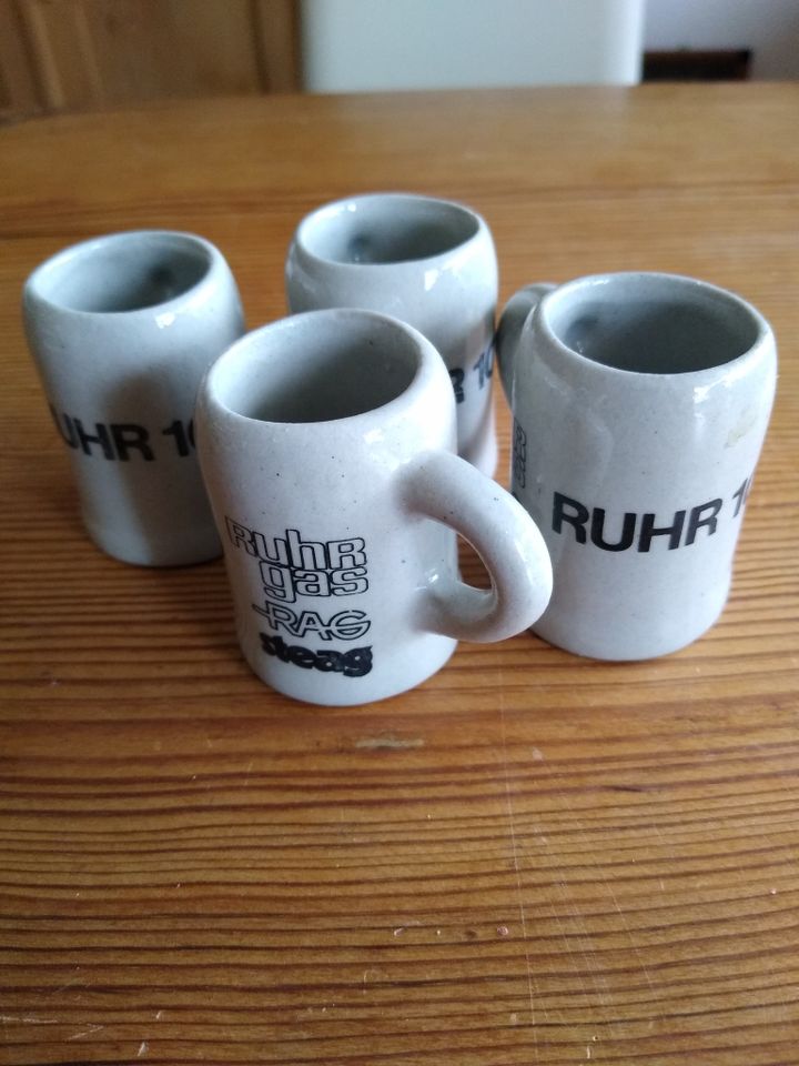 4 Mini Bierkrüge "Ruhr 100" Steingut in Ginsheim-Gustavsburg