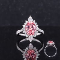 585 14K Gold Ring 7*9mm Oval Cut Padparadscha Lab Gem Stein Sachsen - Zwickau Vorschau