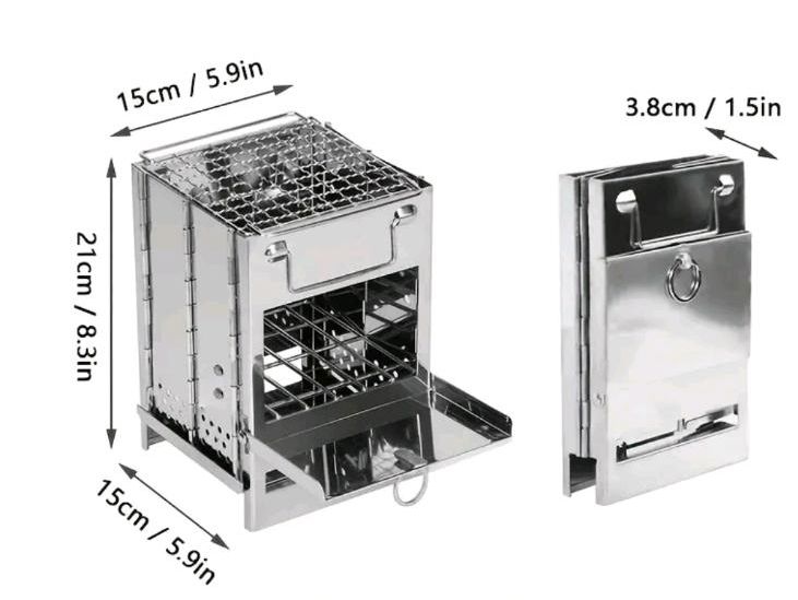 Praktischer kleiner Edelstahl Camping Kocher, Holzofen,Tischgrill in Pähl