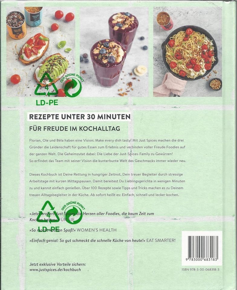Just Spices Rezeptbuch Rezepte unter 30 Minuten Neu eingeschweißt in München