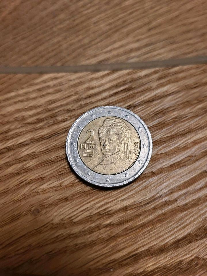 2 Euro Münze Österreich Bertha von Suttner 2002, Fehlprägung in Gau-Bickelheim