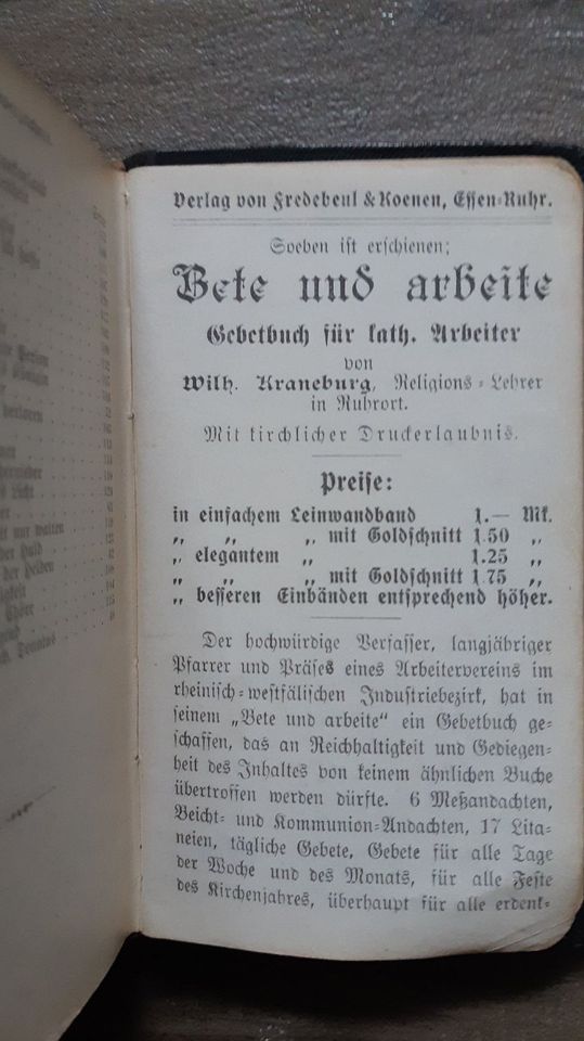 Gesang- und Gebetsbuch (Erzdiözese Köln) 1907 in Mülheim (Ruhr)