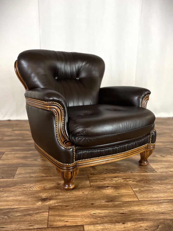 Chippendale Ledersessel Vintage Barock Clubsessel Chesterfield in Hüllhorst