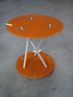 Beistelltisch, Tisch, rund aus Glas und Metall,  orange/weiß Hessen - Heringen (Werra) Vorschau