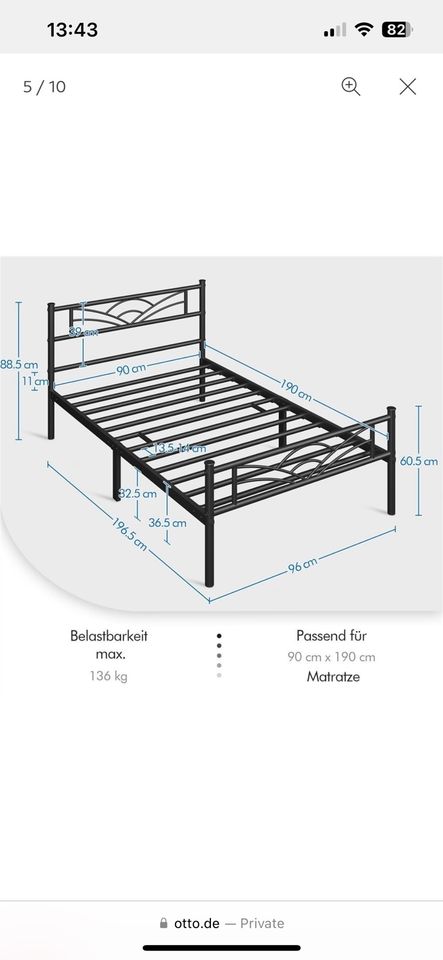 90*200cm Bett ohne Matratze in Darmstadt