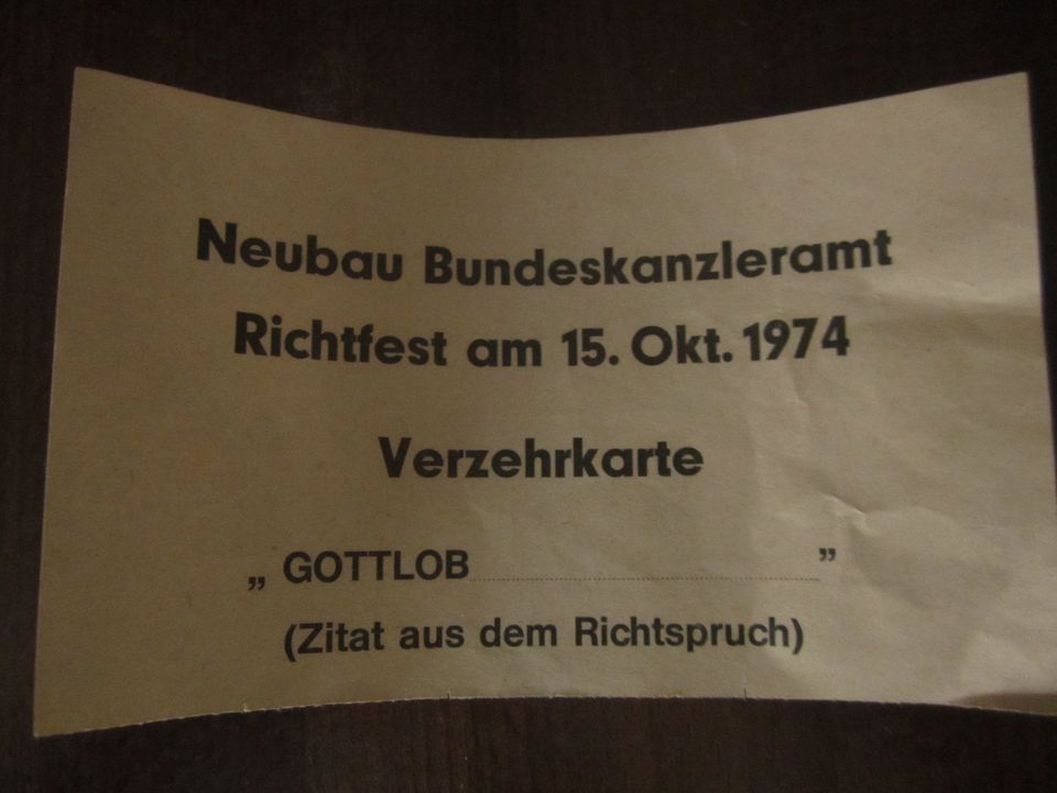 Bierkrug Seltenheit: Bundeskanzleramt Bonn Richtfest 1974 in Nieheim