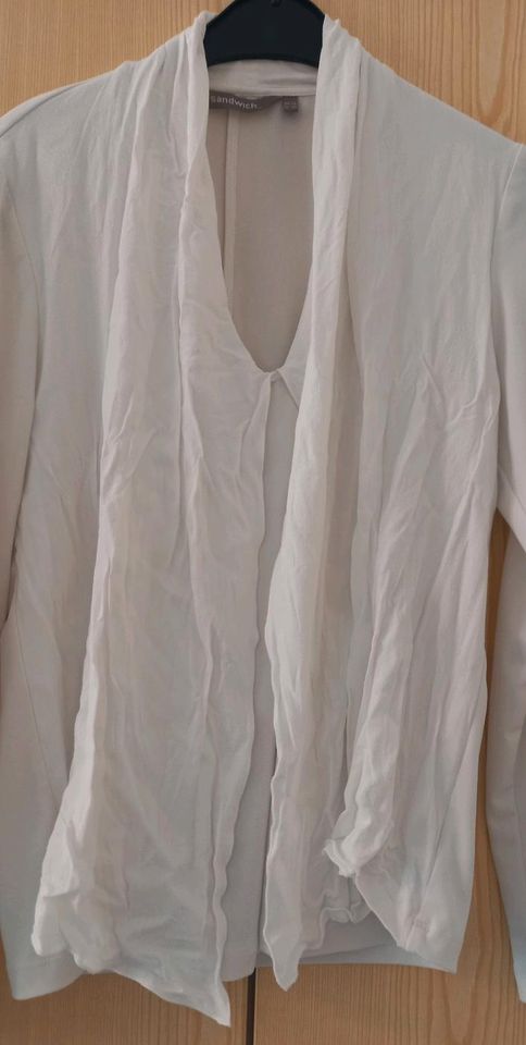 SANDWICH Bluse Shirt Blusenshirt M 38 40 weiß Creme Stehkraf in Schöpstal