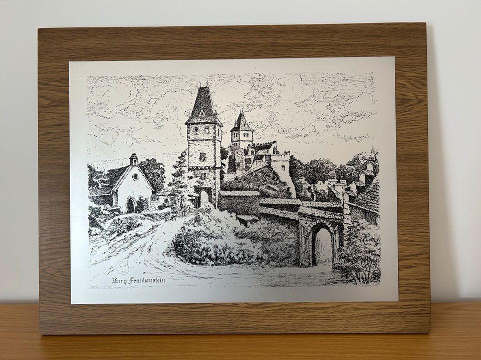 Schönes Bild auf Metallplatte Burg Frankenstein in Darmstadt