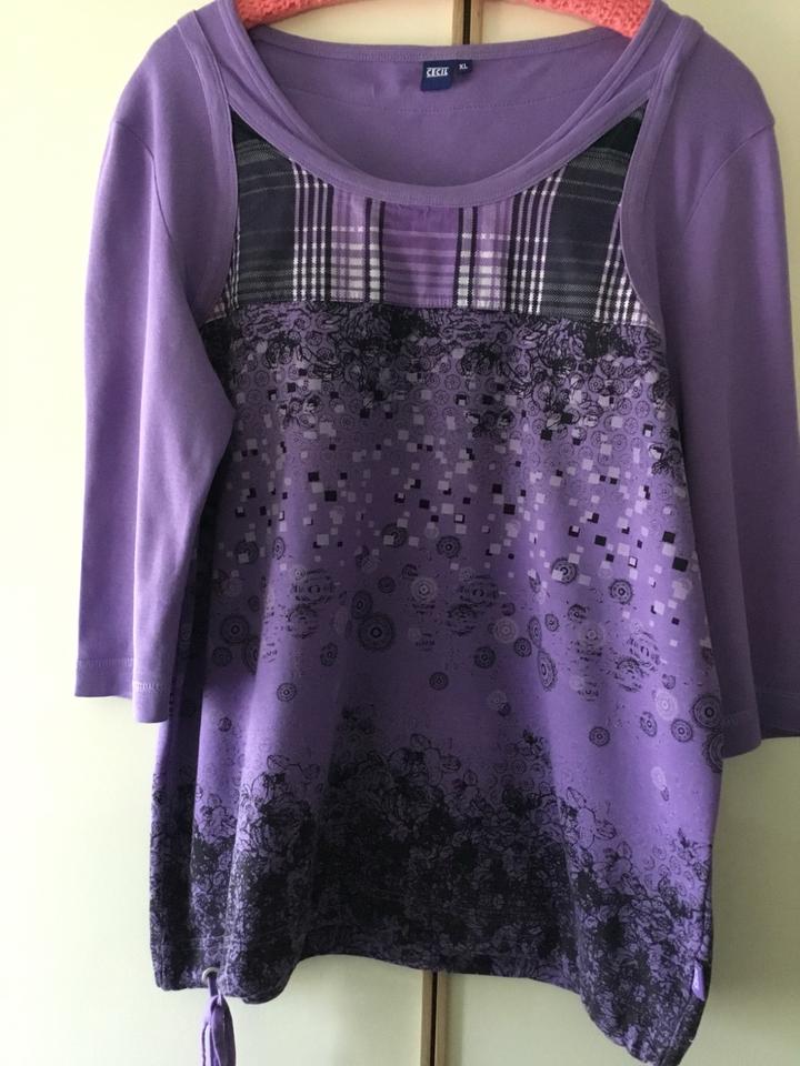 Cecil Shirt 3/4 Arm lila, flieder Bindeband kaschierend XL 44 in Meiningen