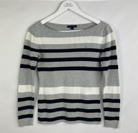 Tommy Hilfiger Pullover Grau-Weiß-Navy Gestreift (S) Bayern - Lochhausen Vorschau