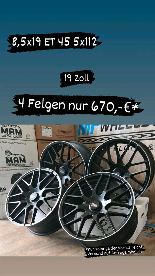 Lagerverkauf Alufelgen für VW Golf 6 7 8 Passat T-Roc Eos Tiguan Arteon Skoda Octavia Superb Karoq Kodiaq Audi A3 A4 A5 A6 A7 A8 TT Q2 Q3 Q5 Mercedes A B C E S Klasse BMW 1er 2er 3er 4er 5er Z4 X1 X3 in Lengede