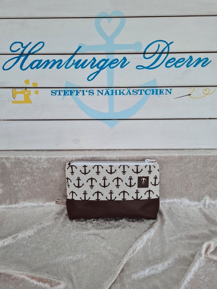 Kosmetiktasche „HamburgerDeern“ Anker braun dunkel oder hell in Hamburg