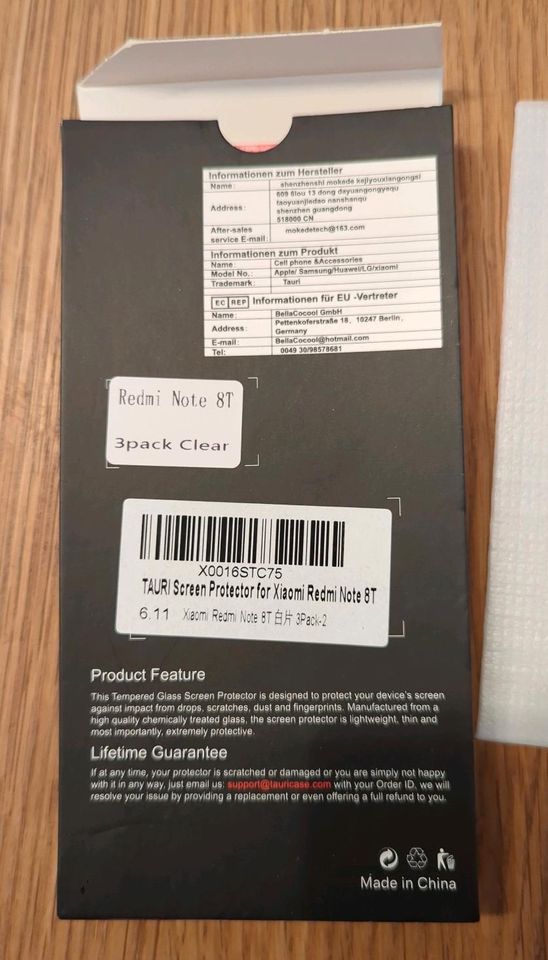 1x Panzerglas Xiaomi Redmi Note 8T in Sachsenhagen