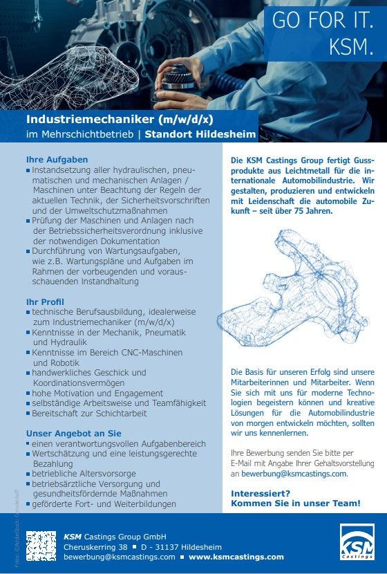 Industriemechaniker (m/w/d/x) in Hildesheim