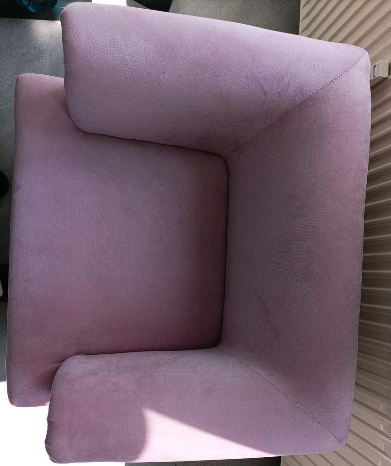 Samt Sessel, Rosa, mit Massivholzfüßen/74×86×70 in Bad Driburg