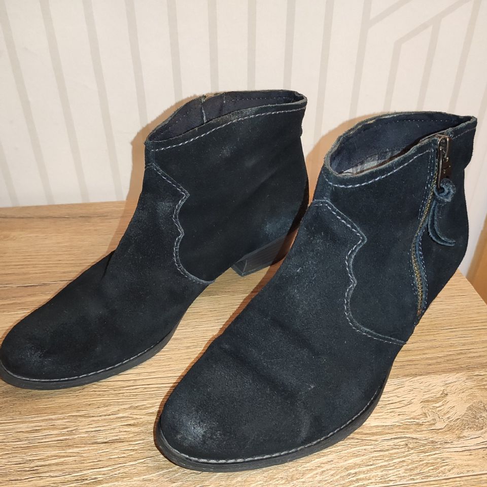 Tamaris Leder Stiefeletten Boots schwarz used Optik 39 in Saarbrücken