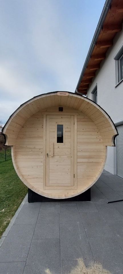 Sauna aus Sibirischer Fichte ✅ 3m x 2,15m - Premium Fasssauna in Ergoldsbach