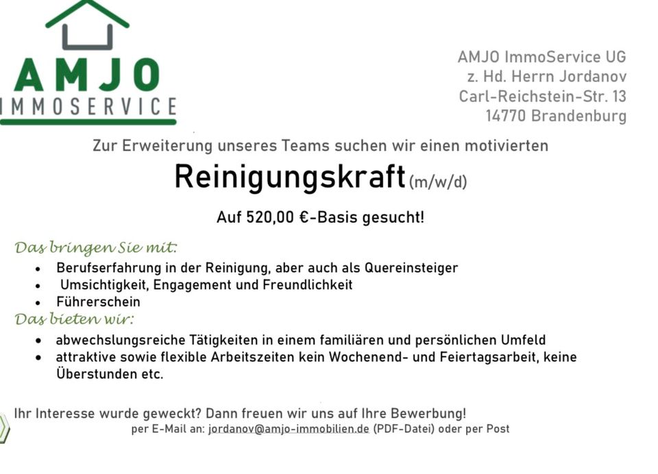 Hausmeister / Reinigungskraft gesucht in Brandenburg an der Havel in Brandenburg an der Havel