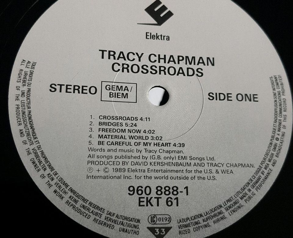 Tracy Chapman Vinyl 1991 " Crossroads " Schallplatte LP Pop Musik in Braunschweig