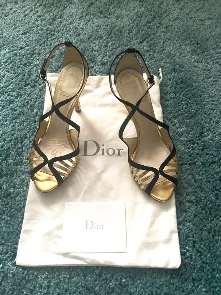 Original Dior Abendschule Pumps schwarz Gold 37,5 in Leinfelden-Echterdingen