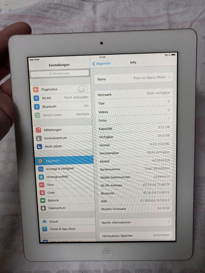 Apple iPad 2 64GB Wi-Fi + 3G Weiß (MC984FD/A) in Karlsruhe